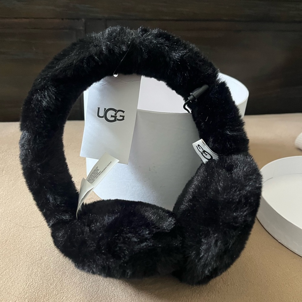 UGG Black faux fur earmuffs